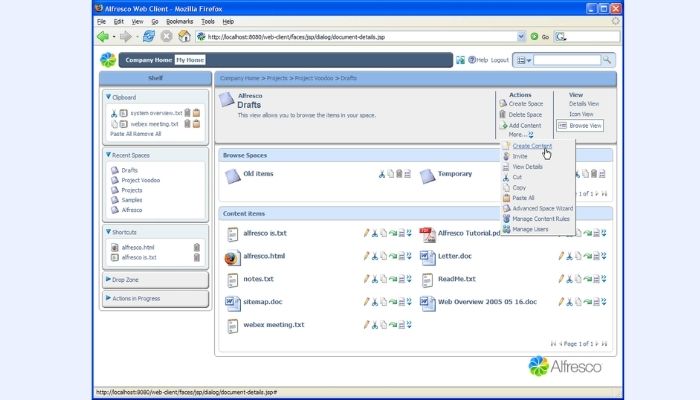capture logiciel alfresco