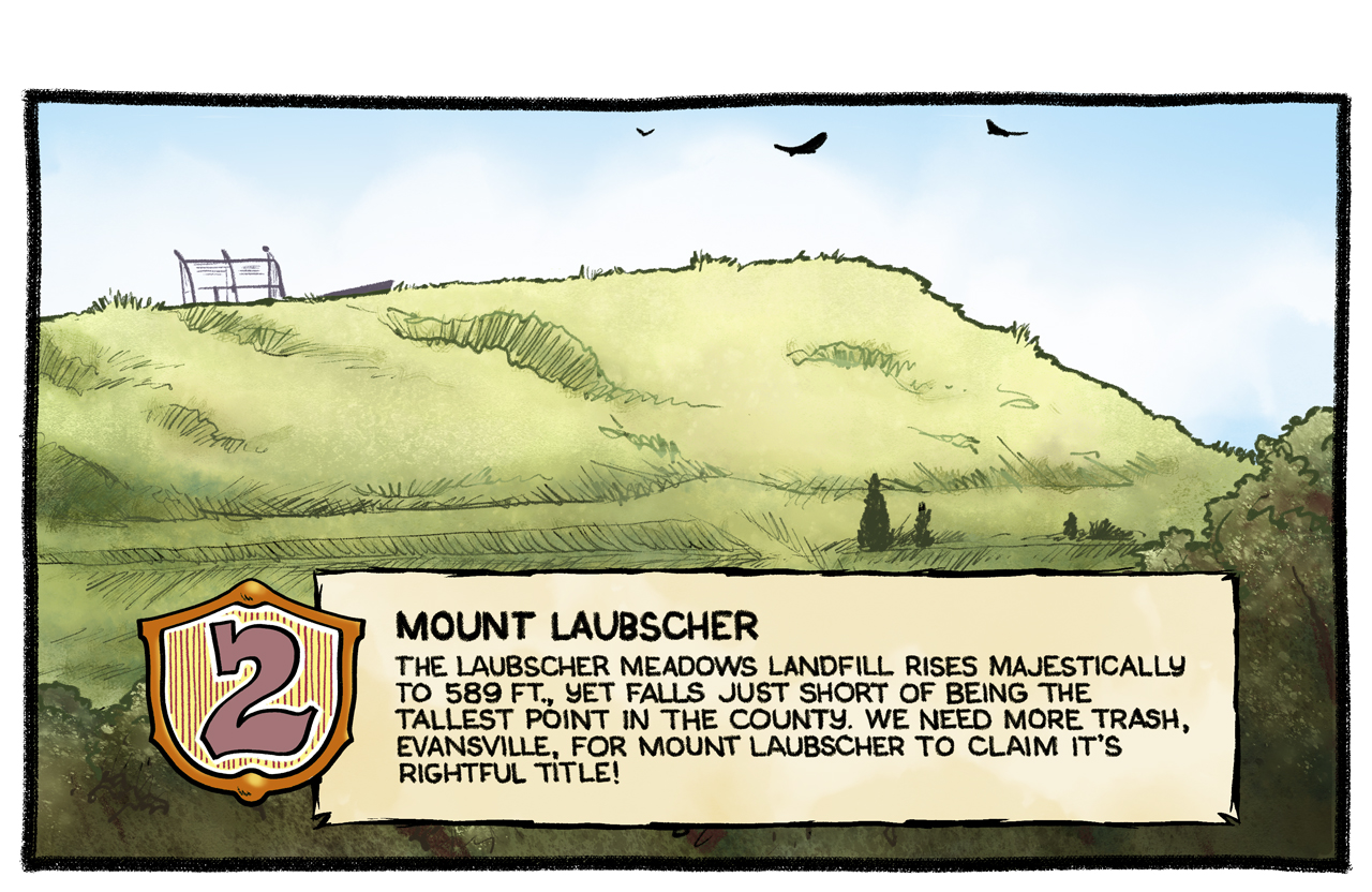 Illustration of Mt. Laubscher with hand lettered text
