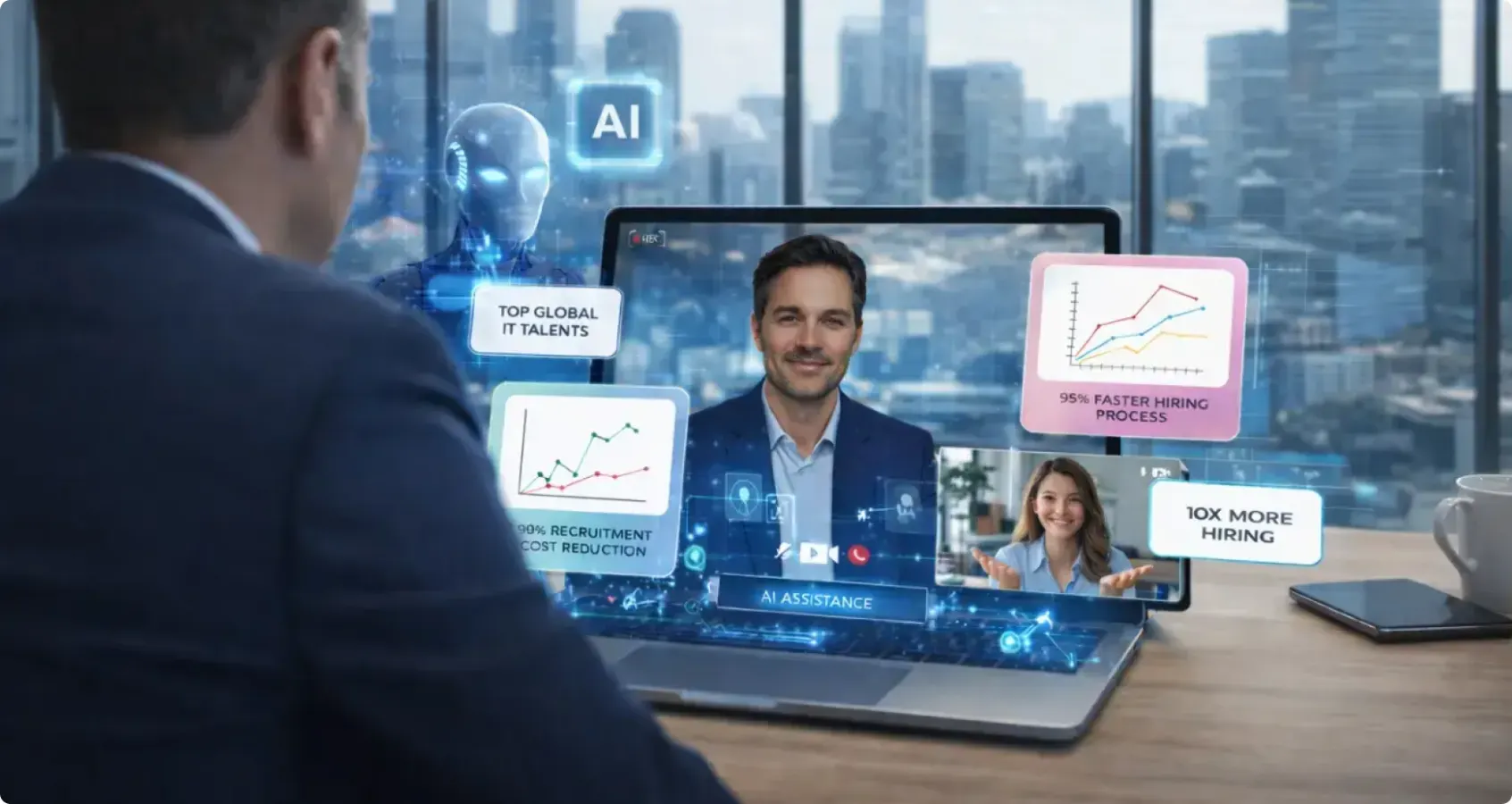 AI-assisted recruiting workflow with hiring metrics