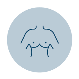 A minimal line drawing of a torso with two arrows pointing upwards indicating lifting or enhancing.
