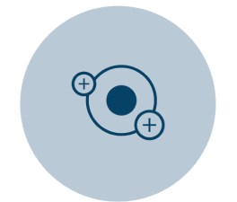 A circular icon with a central solid circle surrounded by two smaller circles, each with a plus sign, representing a positive or additive action.