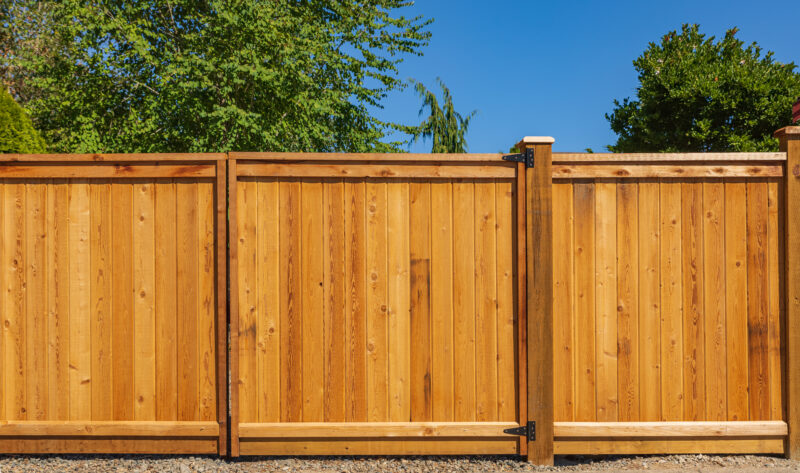 Red cedar privacy fence installed in a residential backyard