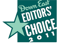 Down East Editors' Choice 2011 award badge with teal star and green background