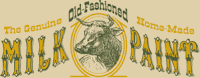 Vintage Old Fashioned milk paint logo with cow illustration in circular design