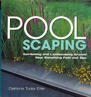 Pool Scaping book cover with water feature and yellow flowers landscaping design