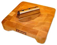 Wooden Books book holder with decorative top design and metal handle