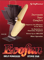 Vintage Everfine stove fan advertisement with woman's hand and red product imagery
