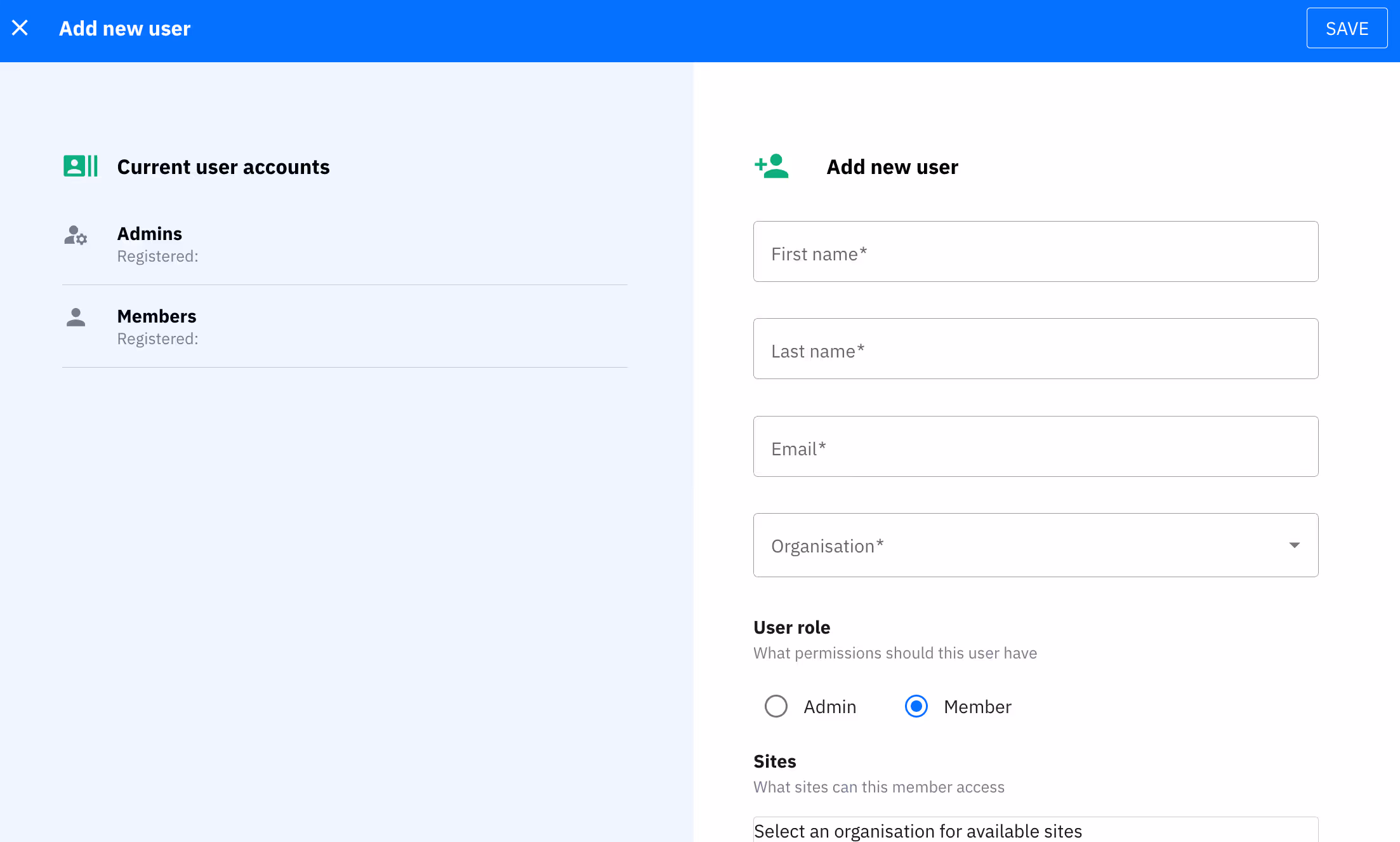 Haxton AI Dashboard showcasing a process of adding a team member