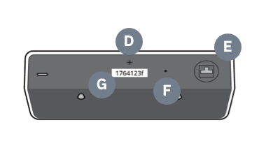 HoxtonAI sensor device with labeled parts D, E,F and G.