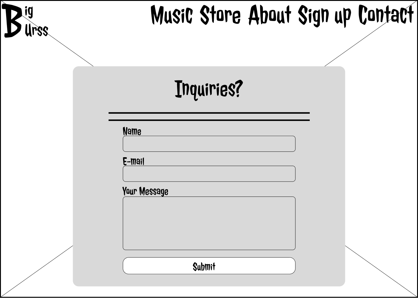 Big Burss Contact Page Wireframe