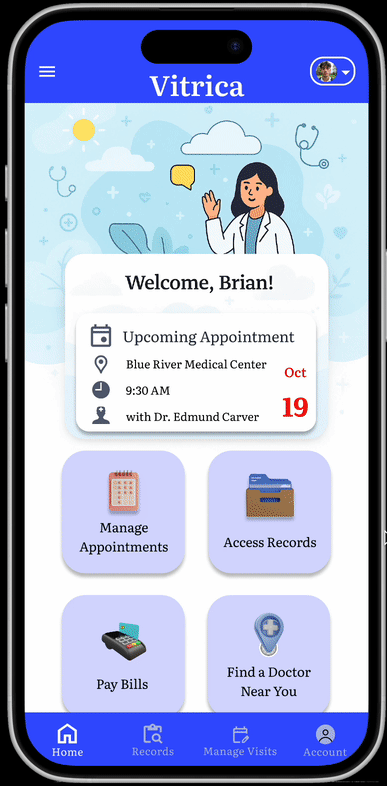 GIF of making an appointment on Vitrica