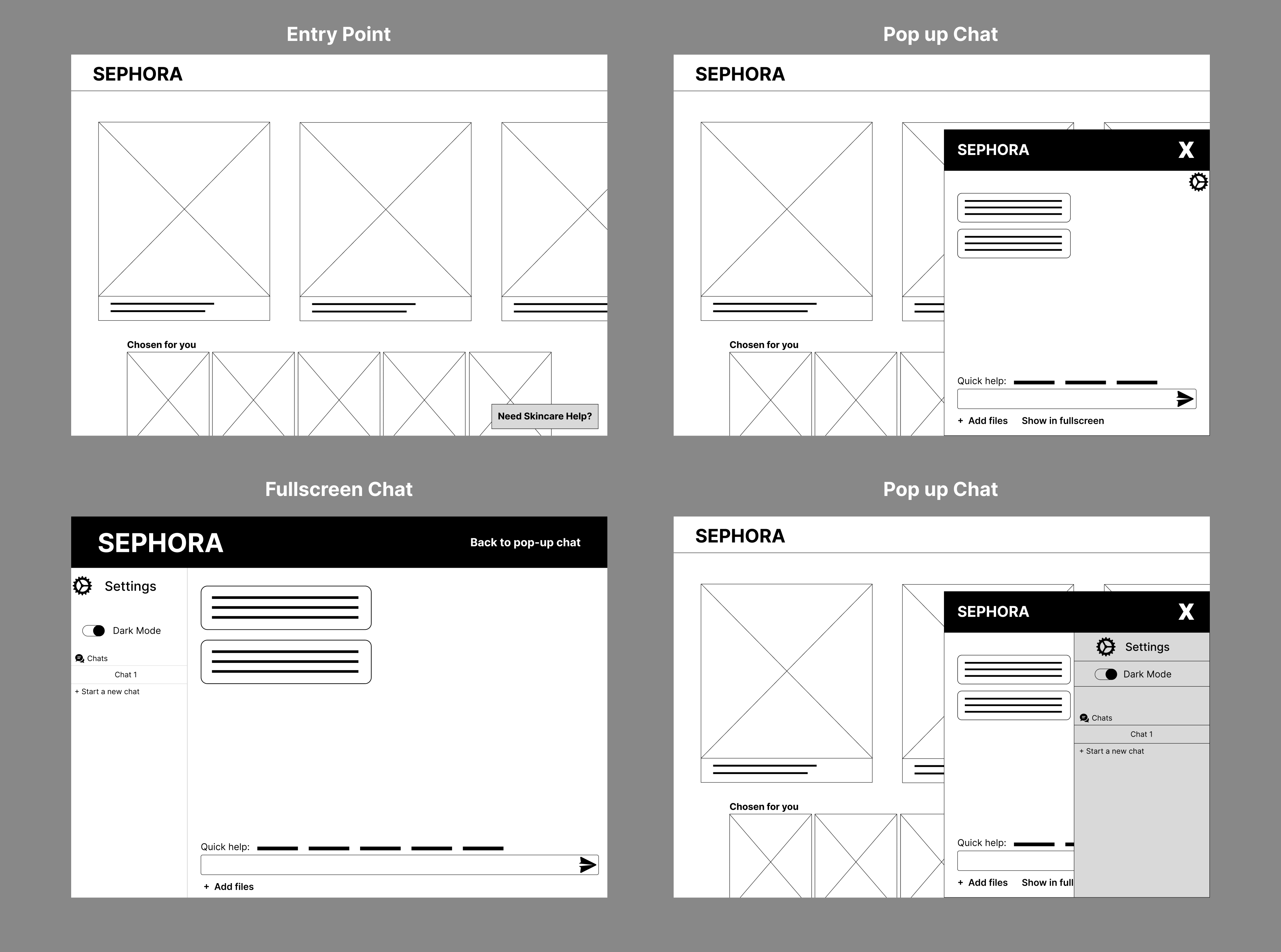 SephAIra lo-fi Wireframes