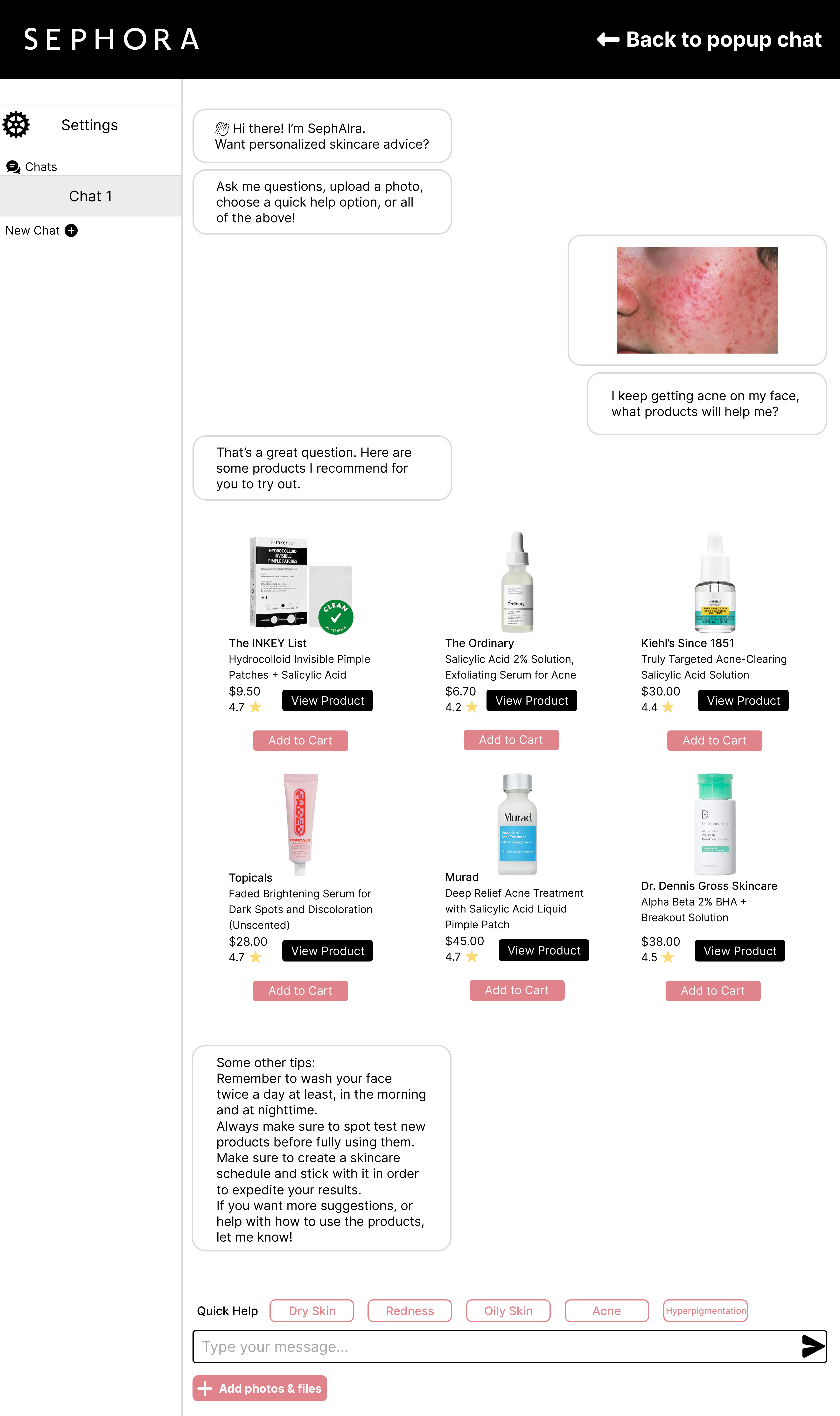 SephAIra Initial Product Recommendations