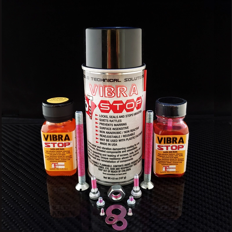 Bottles, aerosol can and parts coated with Vibra-Stop