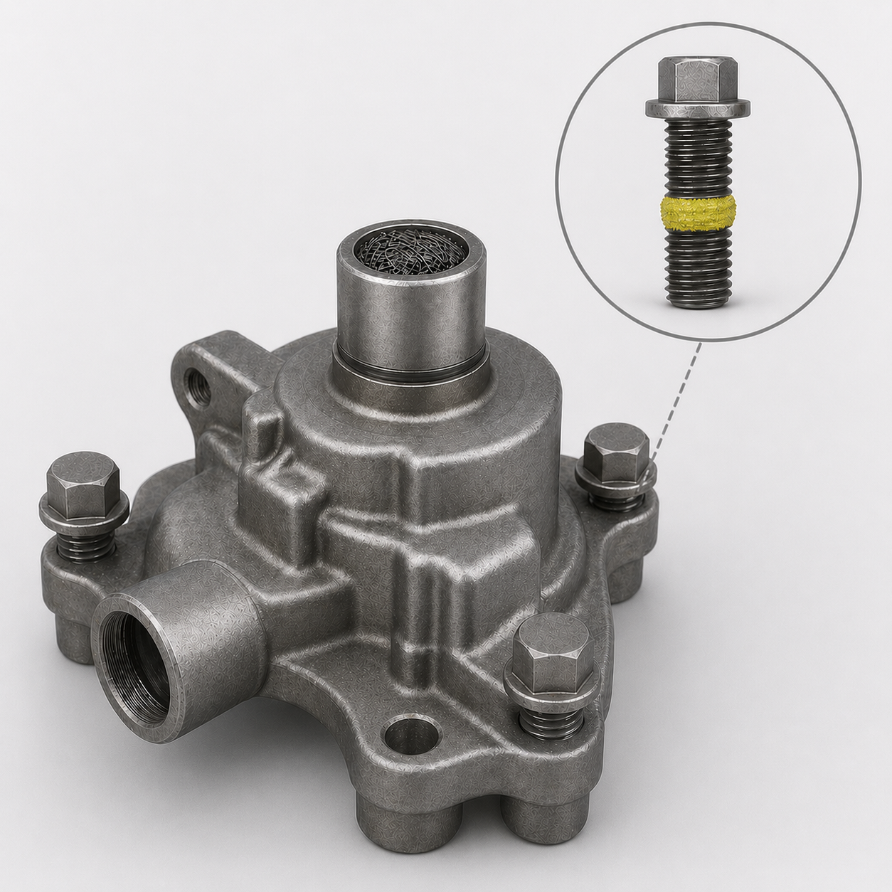 Engine-Safe Fastener Retainer for Lubrication Subassembly in High-Temperature, Fluid-Exposed Powertrain Environments