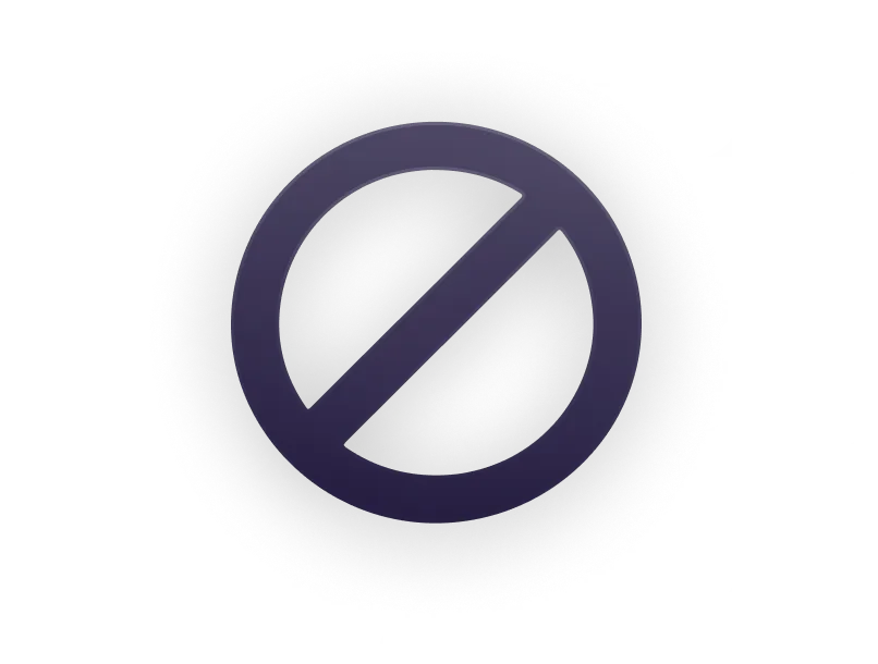 Four puzzle pieces with a dark prohibition circle and diagonal line overlay.