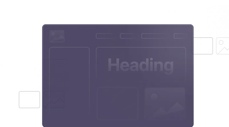 Illustration of a webpage wireframe with a heading, placeholder images, and navigation links.