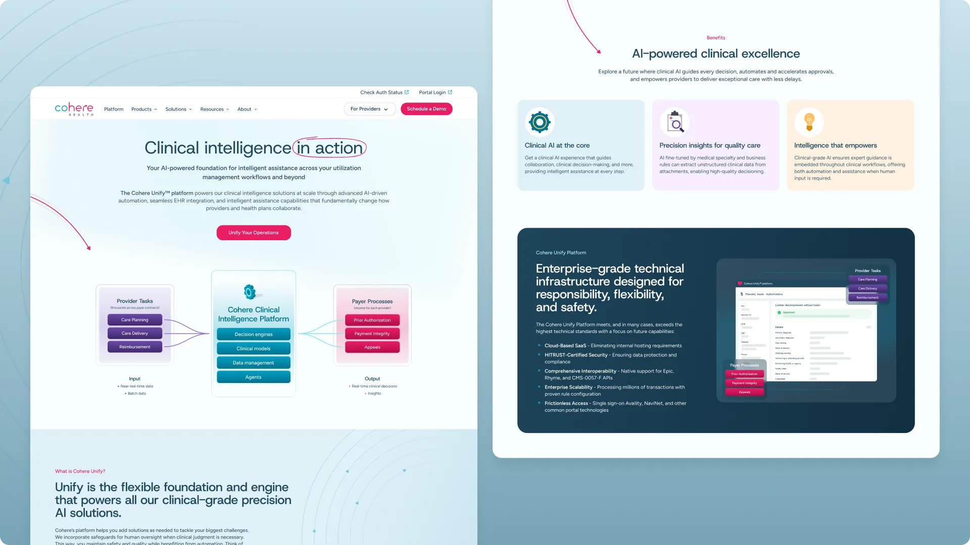 Webpage section showing statistics on engagement, utilization, loyalty, and cost savings, customer stories with images, FAQ accordion, and a highlighted area promoting a tool built for busy HR teams with a photo of two smiling colleagues using a laptop.