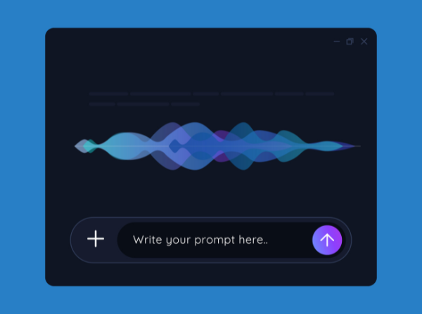 Speech recognition sound wave waveform application user interface talk speak chat with AI virtual assistant bot artificial intelligence having conversation