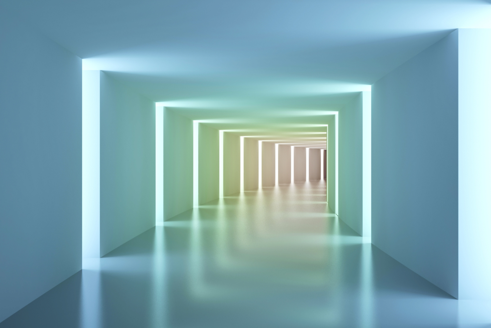 Empty colorful corridor. Abstract interior