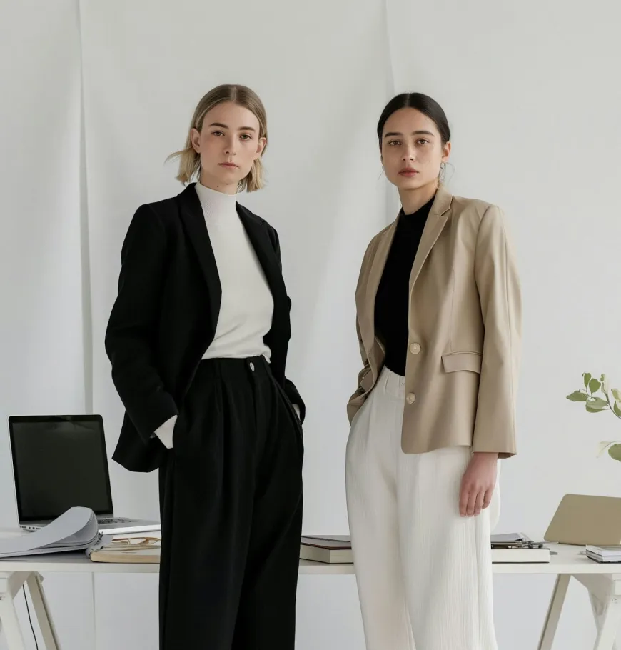 Two Nimbus Library founders in a minimalist office, showcasing the professional and versatile use of the library.