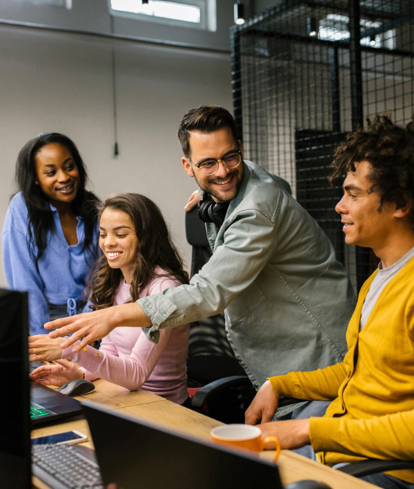 Team Of Colleagues Entrepreneurs In A Co-Working Office