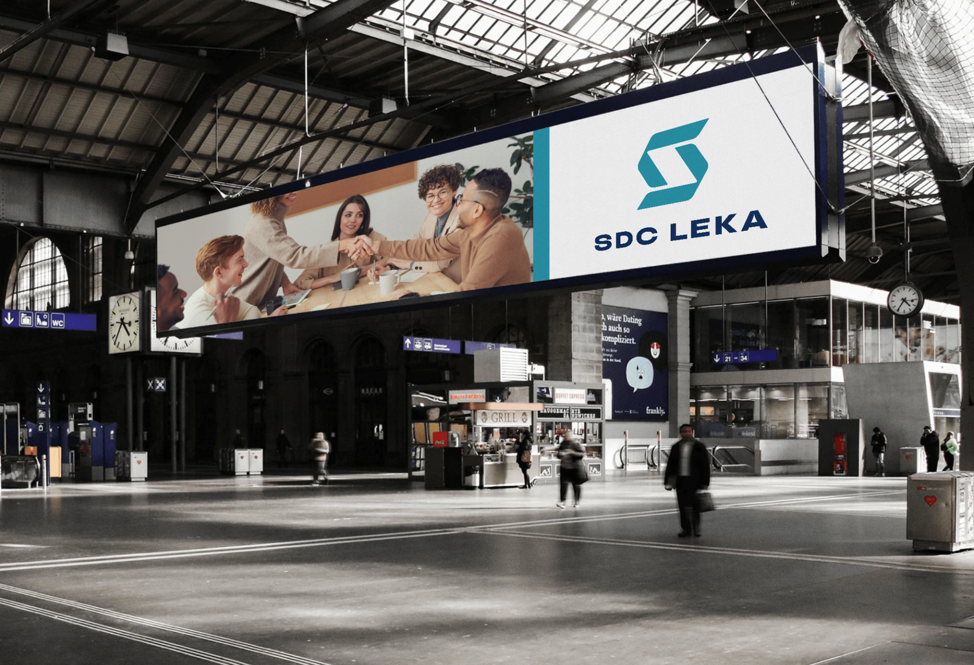 SDC Leka ads in a train station
