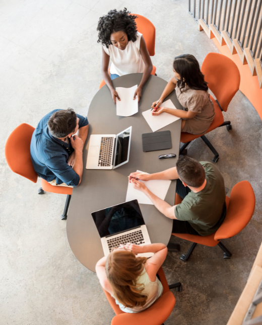 A modern, open-concept workspace filled with natural light and greenery, reflecting the clean and organized design of Nimbus Library.