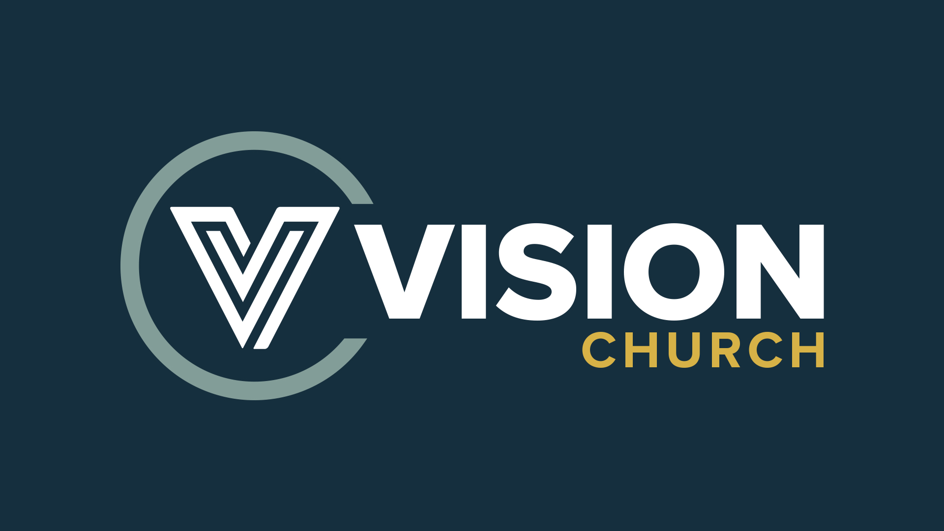 Vision Church Logo in White, Green, and Gold.