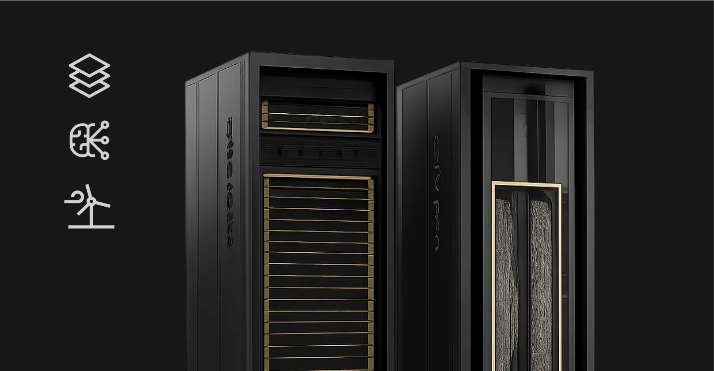 Image of NVIDIA GB200 NVL72 with illustrative icons.