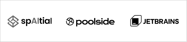 SpAItial, Poolside, Jetbrains company logos.
=