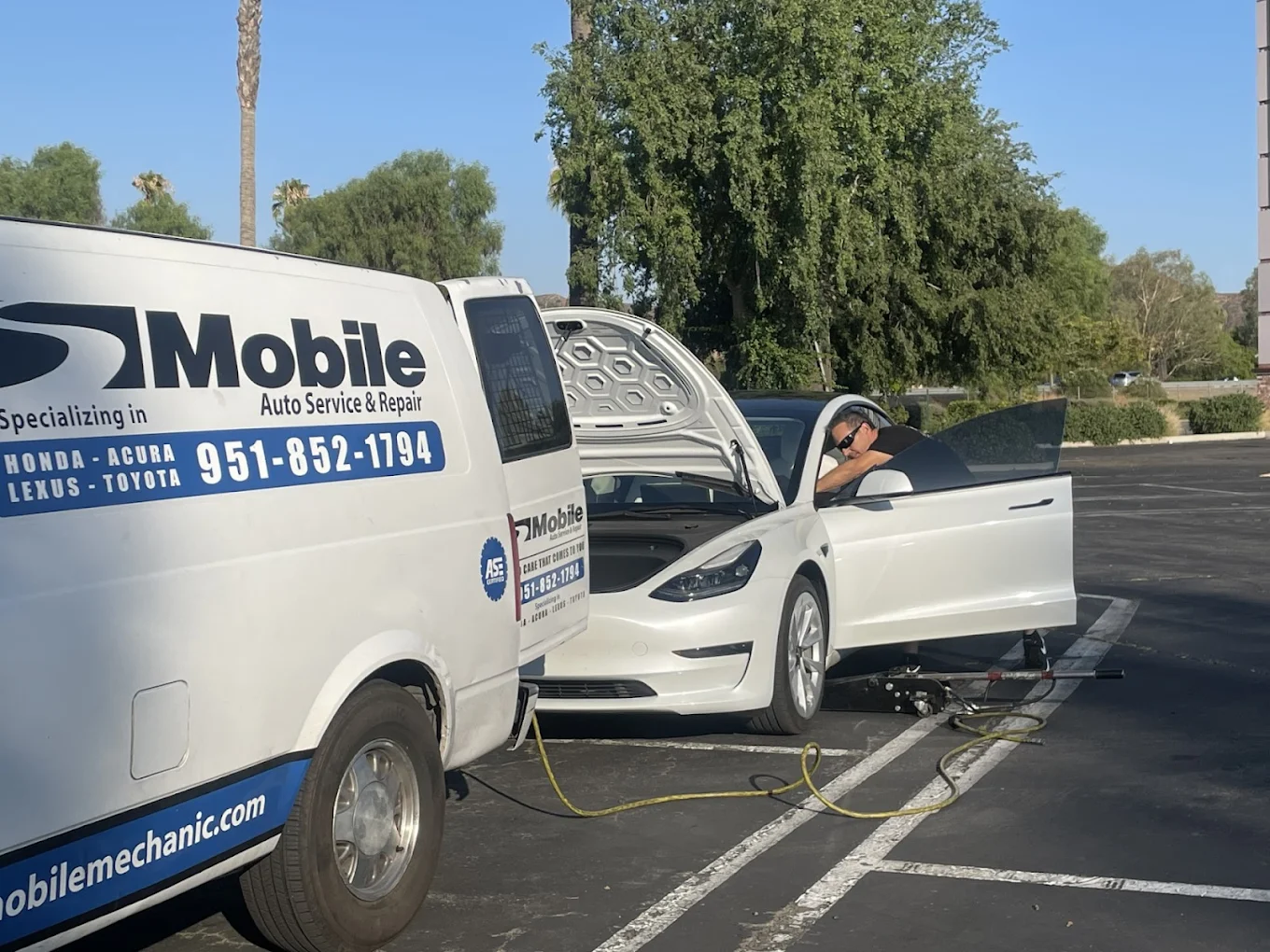 Murrrieta Mobile Mechanic Servicing a Tesla