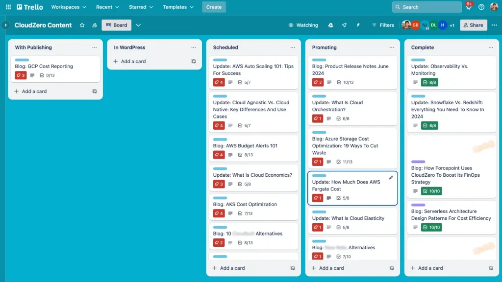 Trello Content Calendar Example