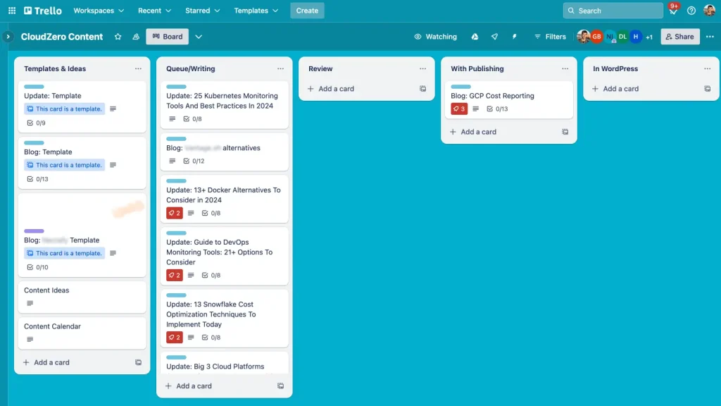 Trello Content Calendar Example