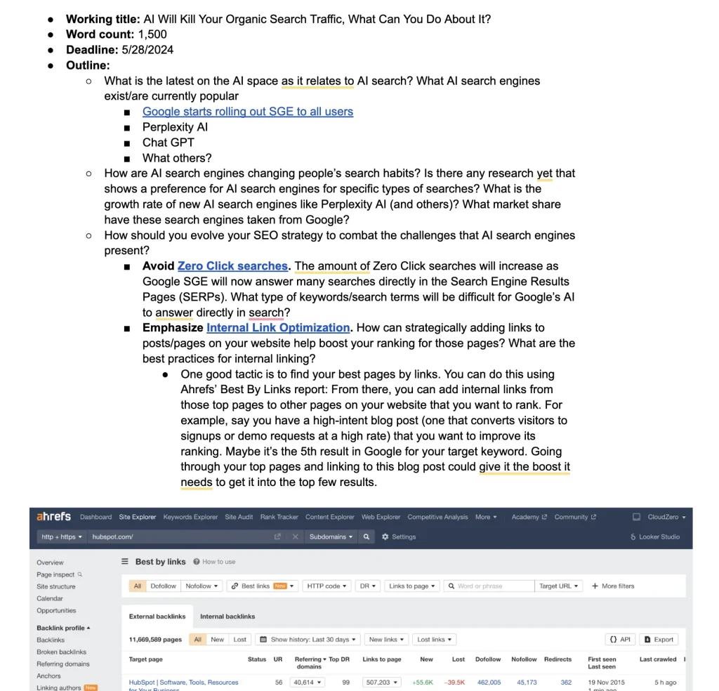 Content Brief Example