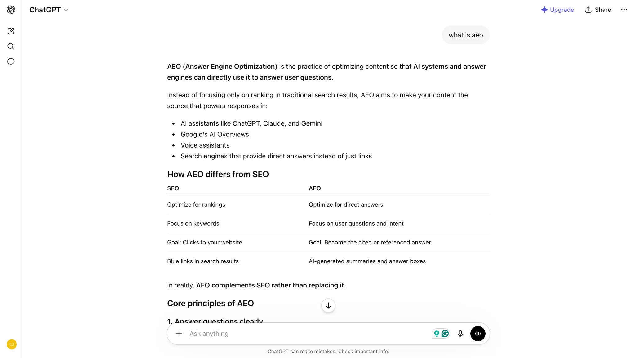 ChatGPT Informational Search xample