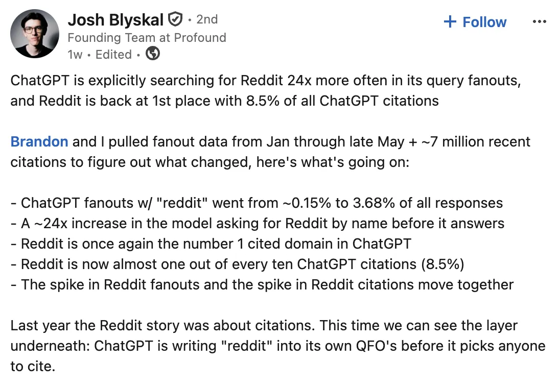 Reddit Fan Out Queries ChatGPT