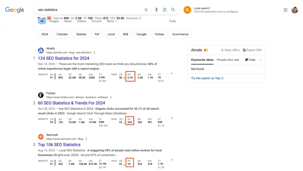 Ahrefs Referring Pages Metric
