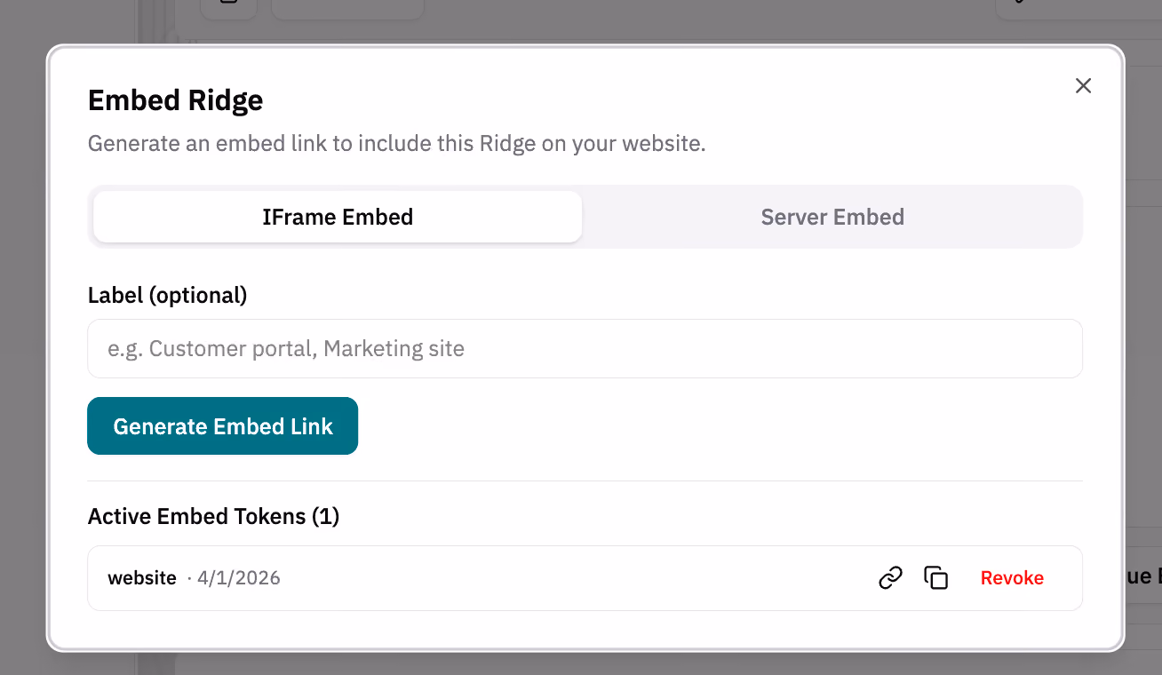 Ridge Data Connections manage authentication.