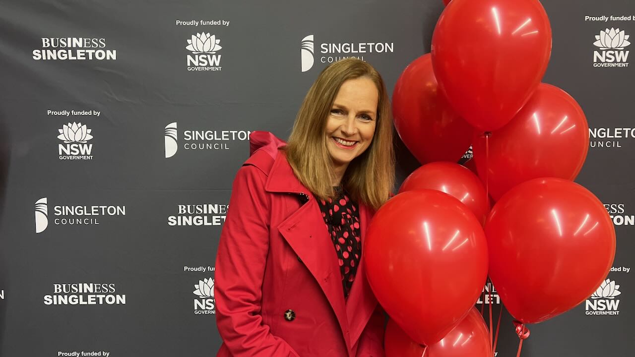 Naomi Simson speaking at Singleton Civic Centre in the Hunter Valley
