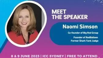 Naomi Simson speaking at Digital Transformation Live at ICC Sydney, 2023
