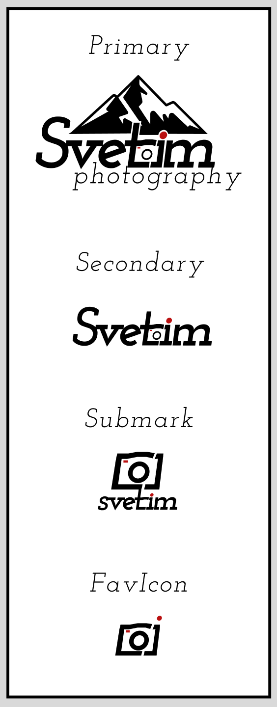 A white circle with a secondary logo and submark logo design