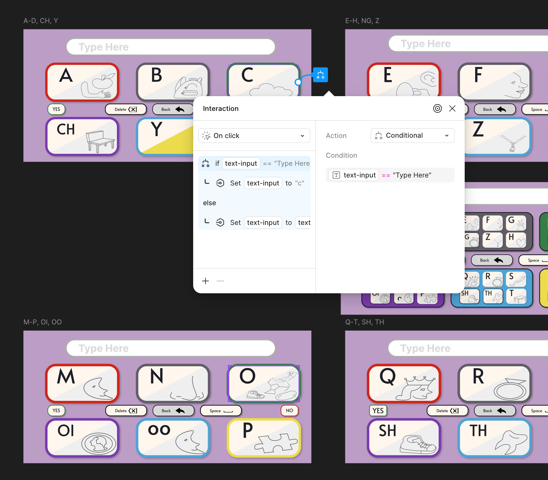 A picture of the keyboard interaction settings on figma