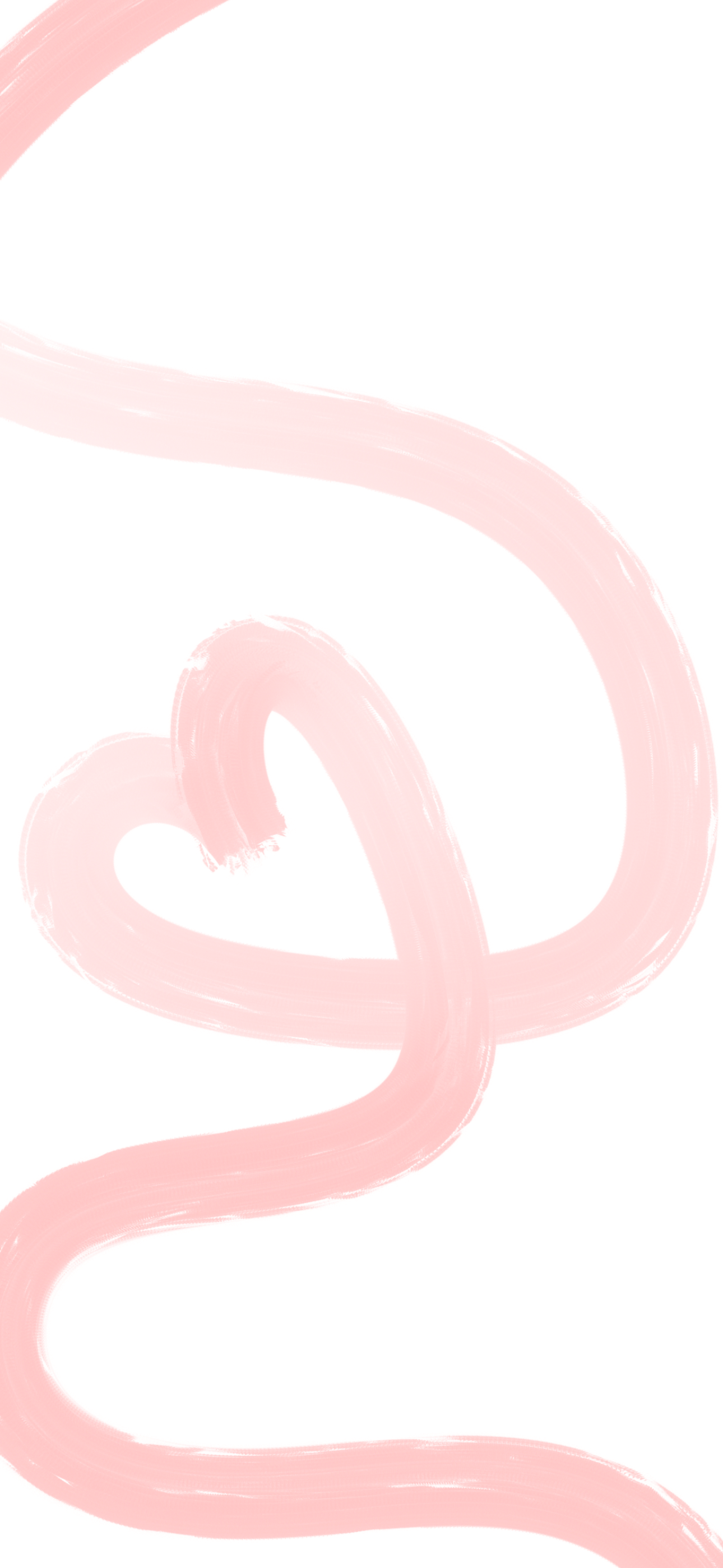 A wallpaper design with a white background and a swirling heart made out of a soft pink brush texture