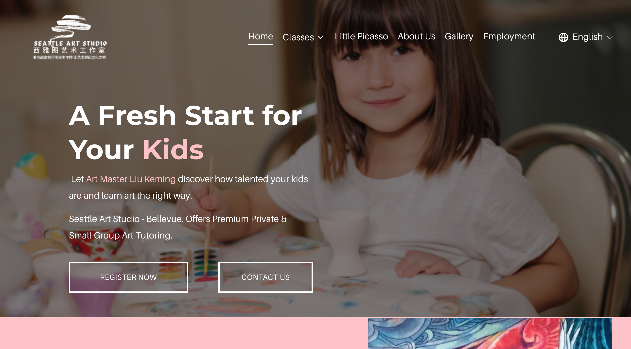 A screenshot of the Seattle art studio site.