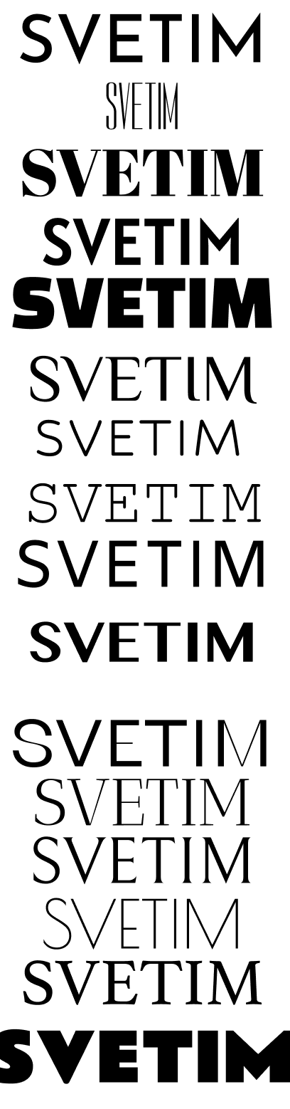 A picture of 16 fonts considered for the logo