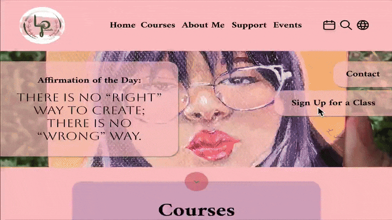 Animated preview of the sign-up for a class flow on the desktop site