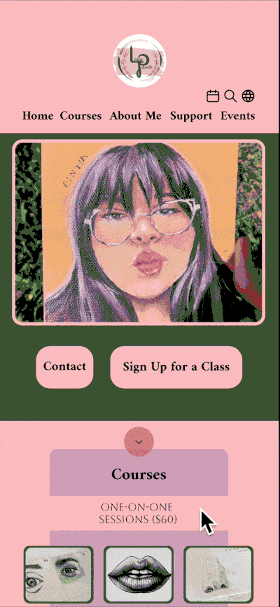 An animated preview of the sign up for a class flow on the mobile site.