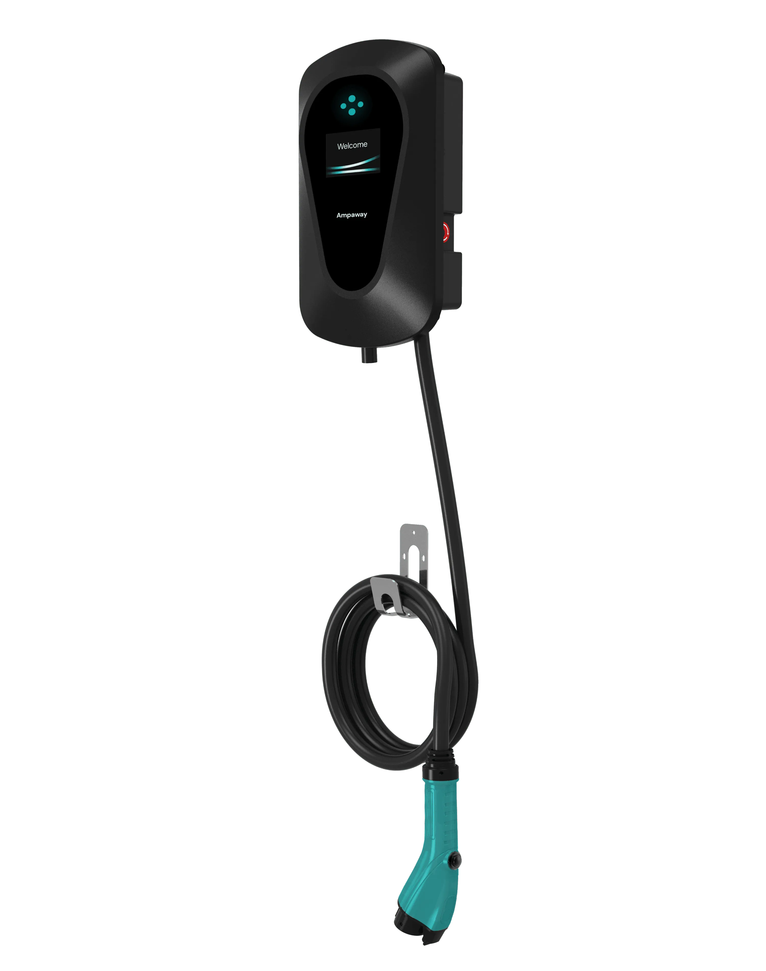 AMP CORE Level 2 EV charger, angled view