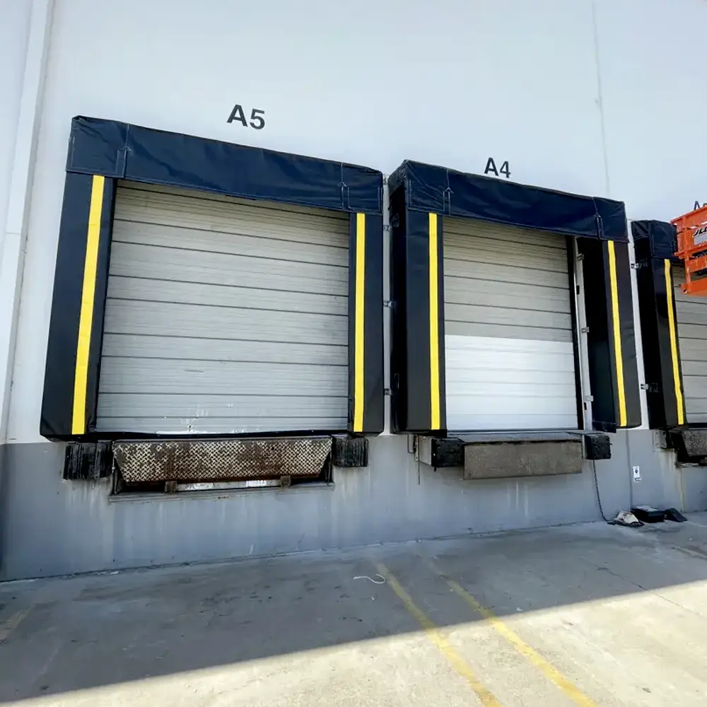 A series of closed dock units.